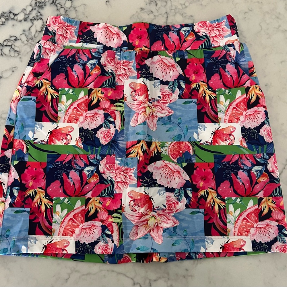 Kyodan Floral Patchwork Golf Performance Skirt Women’s XS Skort EUC